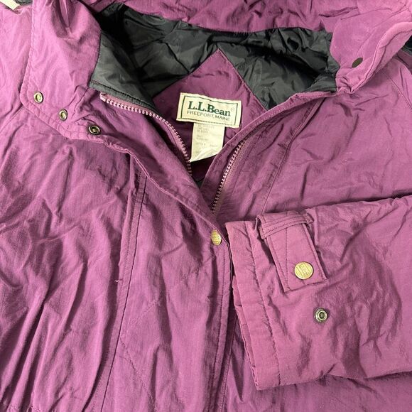 LL Bean Vintage Womens‎ M Purple Thinsulate Long Coat Hooded Puffer Jacket Parka - Picture 1 of 14